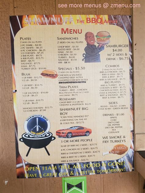 Shaw nuff bbq menu